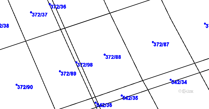 Parcela st. 372/88 v KÚ Prostějovičky, Katastrální mapa