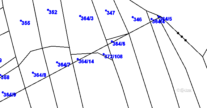 Parcela st. 372/108 v KÚ Prostějovičky, Katastrální mapa