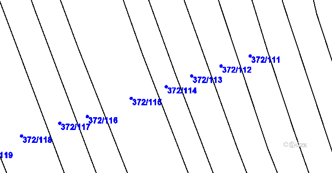 Parcela st. 372/114 v KÚ Prostějovičky, Katastrální mapa