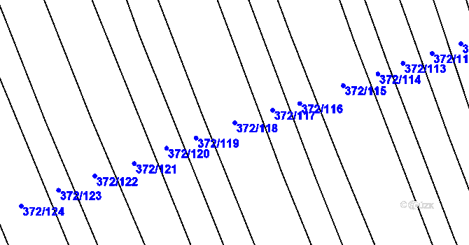 Parcela st. 372/118 v KÚ Prostějovičky, Katastrální mapa