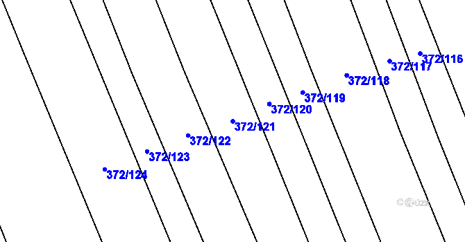 Parcela st. 372/121 v KÚ Prostějovičky, Katastrální mapa
