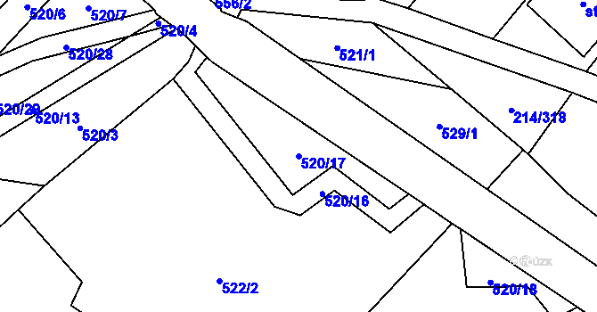 Parcela st. 520/17 v KÚ Prostějovičky, Katastrální mapa