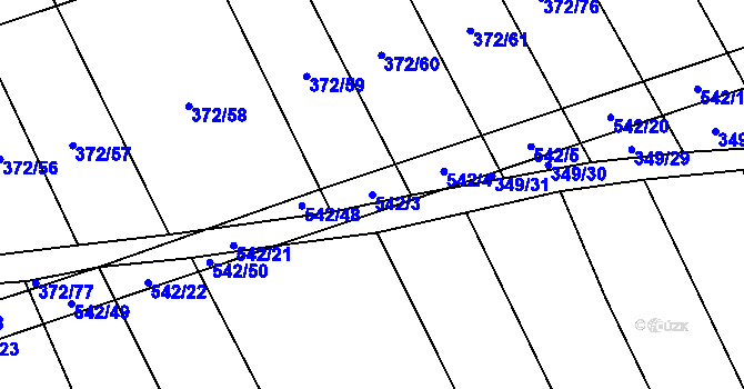 Parcela st. 542/3 v KÚ Prostějovičky, Katastrální mapa