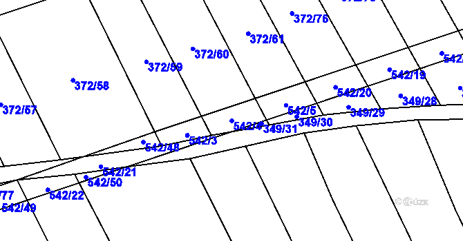 Parcela st. 542/4 v KÚ Prostějovičky, Katastrální mapa