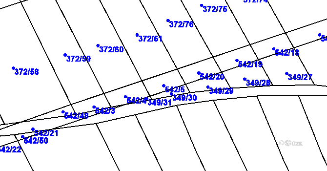 Parcela st. 542/5 v KÚ Prostějovičky, Katastrální mapa