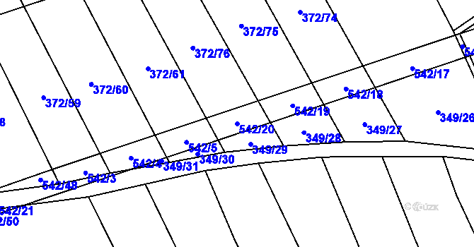 Parcela st. 542/20 v KÚ Prostějovičky, Katastrální mapa