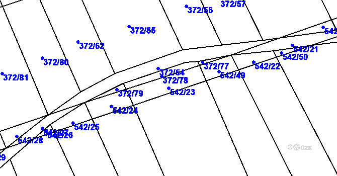 Parcela st. 542/23 v KÚ Prostějovičky, Katastrální mapa