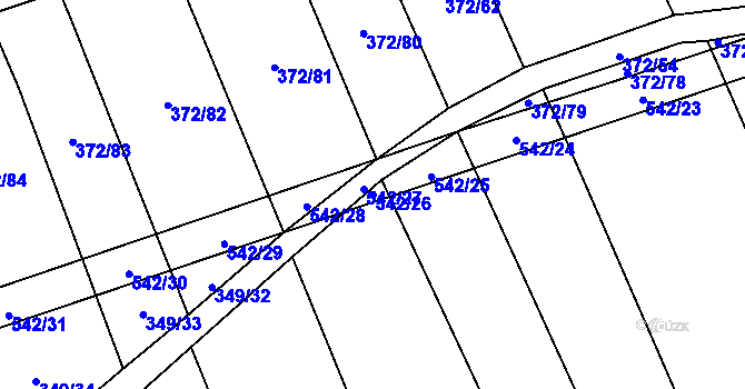 Parcela st. 542/26 v KÚ Prostějovičky, Katastrální mapa