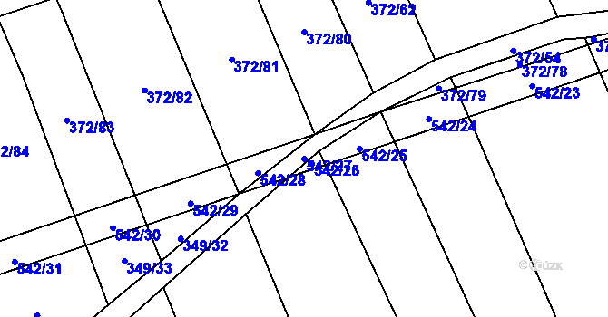 Parcela st. 542/27 v KÚ Prostějovičky, Katastrální mapa