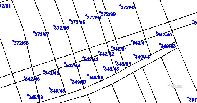 Parcela st. 542/42 v KÚ Prostějovičky, Katastrální mapa