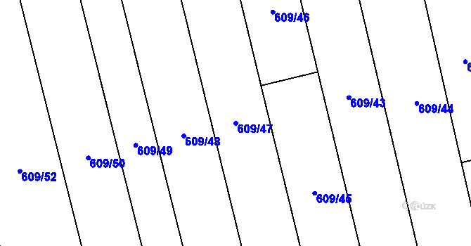 Parcela st. 609/47 v KÚ Prostějovičky, Katastrální mapa