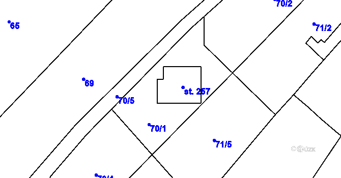 Parcela st. 70/1 v KÚ Prostějovičky, Katastrální mapa