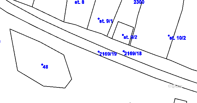 Parcela st. 2169/19 v KÚ Prostiboř, Katastrální mapa