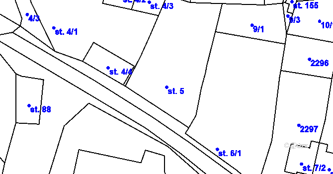 Parcela st. 5 v KÚ Prostiboř, Katastrální mapa