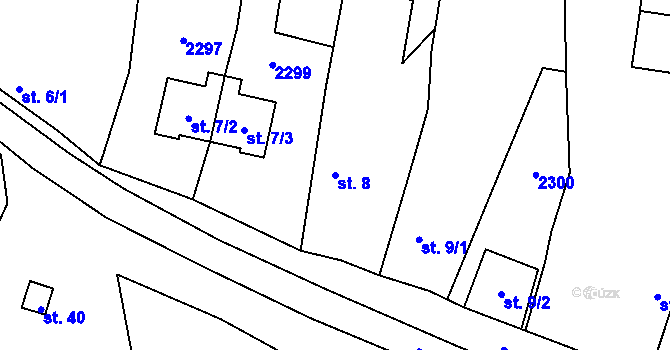 Parcela st. 8 v KÚ Prostiboř, Katastrální mapa