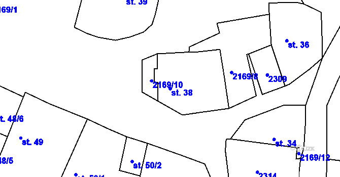 Parcela st. 38 v KÚ Prostiboř, Katastrální mapa