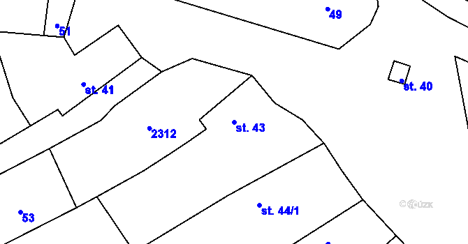 Parcela st. 43 v KÚ Prostiboř, Katastrální mapa