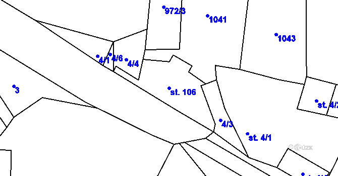 Parcela st. 106 v KÚ Prostiboř, Katastrální mapa