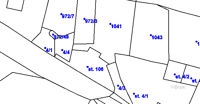 Parcela st. 4/2 v KÚ Prostiboř, Katastrální mapa