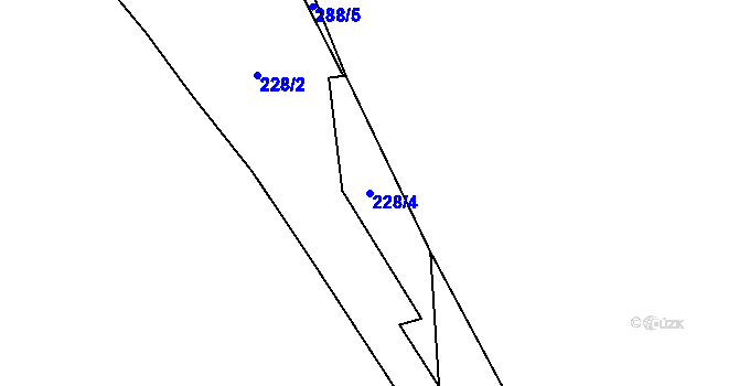 Parcela st. 228/4 v KÚ Prostiboř, Katastrální mapa