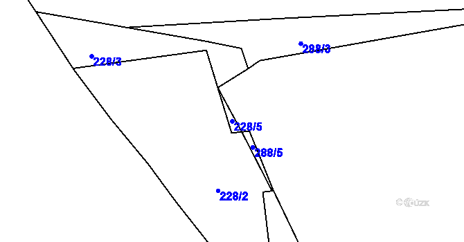 Parcela st. 228/5 v KÚ Prostiboř, Katastrální mapa