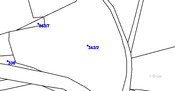 Parcela st. 343/2 v KÚ Prostiboř, Katastrální mapa