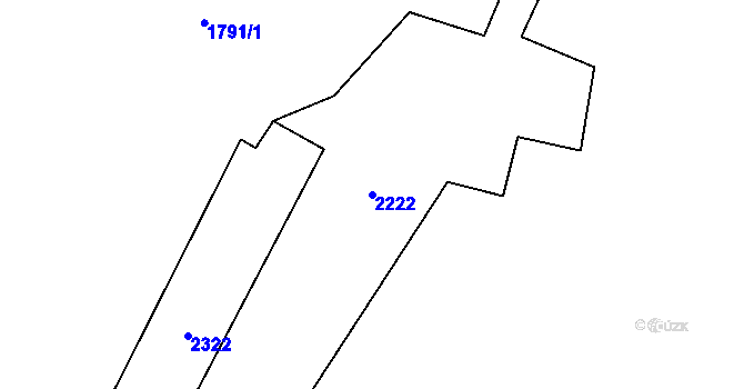 Parcela st. 2222 v KÚ Prostiboř, Katastrální mapa