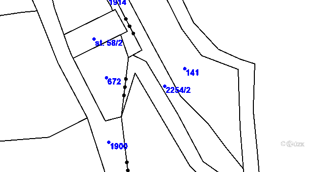 Parcela st. 2254/2 v KÚ Prostiboř, Katastrální mapa