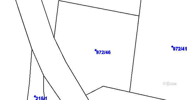 Parcela st. 972/46 v KÚ Prostiboř, Katastrální mapa