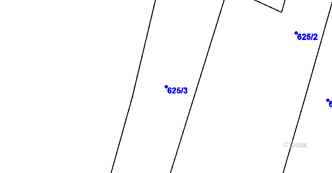 Parcela st. 625/3 v KÚ Prostiboř, Katastrální mapa