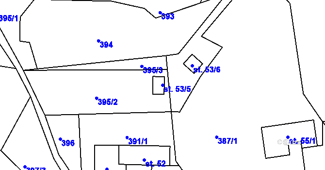 Parcela st. 53/5 v KÚ Prostřední Bečva, Katastrální mapa