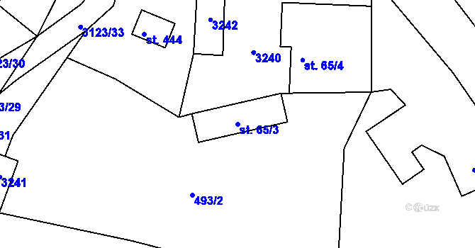 Parcela st. 65/3 v KÚ Prostřední Bečva, Katastrální mapa