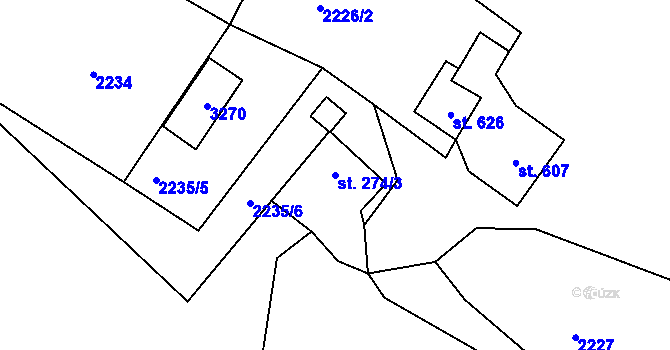 Parcela st. 274/3 v KÚ Prostřední Bečva, Katastrální mapa
