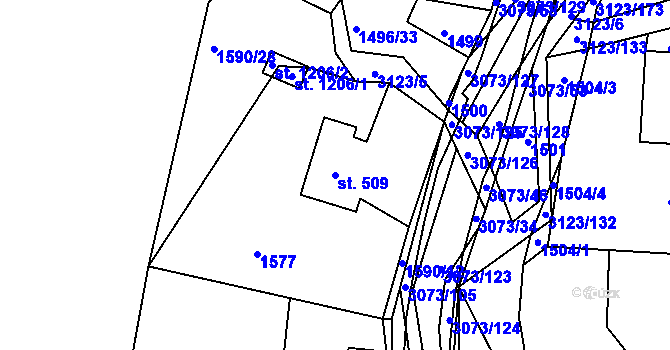Parcela st. 509 v KÚ Prostřední Bečva, Katastrální mapa