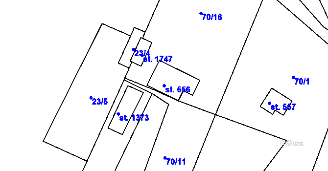 Parcela st. 556 v KÚ Prostřední Bečva, Katastrální mapa