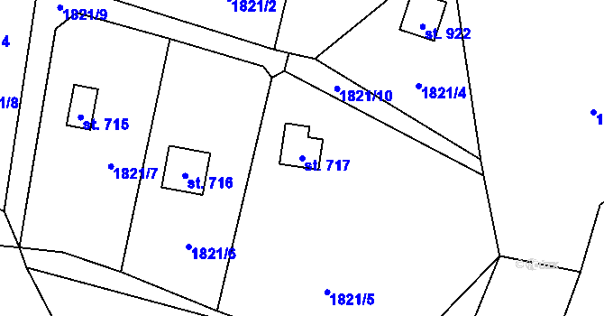 Parcela st. 717 v KÚ Prostřední Bečva, Katastrální mapa