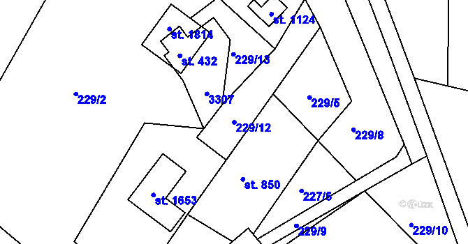 Parcela st. 229/12 v KÚ Prostřední Bečva, Katastrální mapa