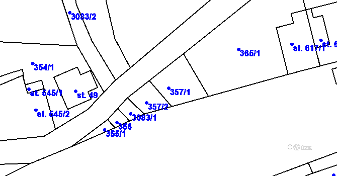 Parcela st. 357/1 v KÚ Prostřední Bečva, Katastrální mapa