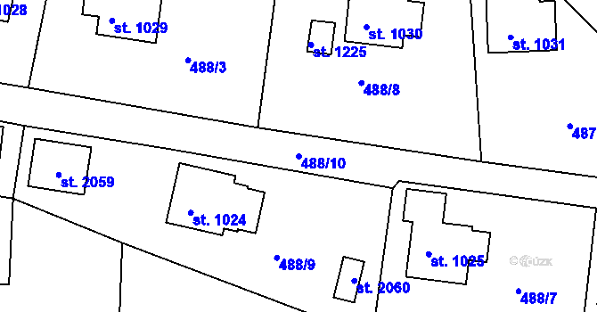 Parcela st. 488/10 v KÚ Prostřední Bečva, Katastrální mapa