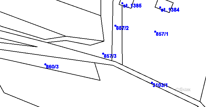 Parcela st. 857/3 v KÚ Prostřední Bečva, Katastrální mapa