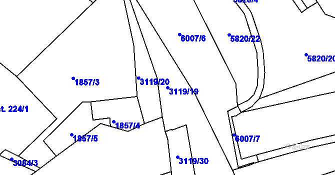 Parcela st. 3119/19 v KÚ Prostřední Bečva, Katastrální mapa