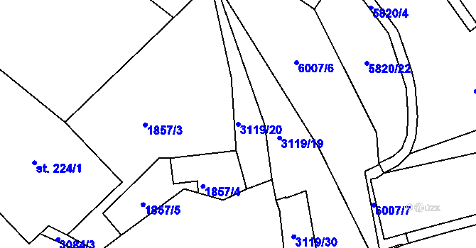 Parcela st. 3119/20 v KÚ Prostřední Bečva, Katastrální mapa