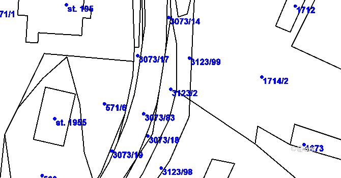 Parcela st. 3123/2 v KÚ Prostřední Bečva, Katastrální mapa