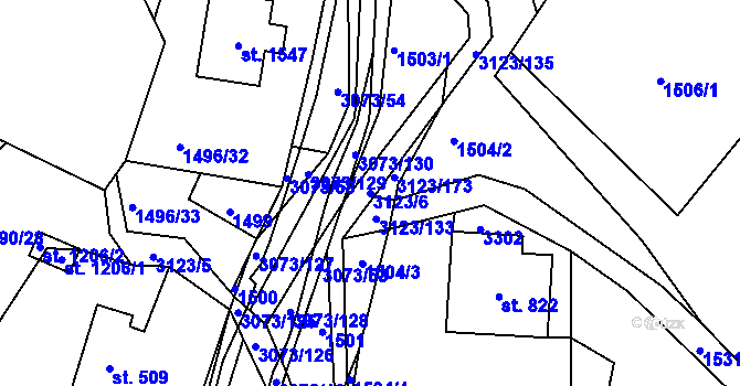 Parcela st. 3123/6 v KÚ Prostřední Bečva, Katastrální mapa