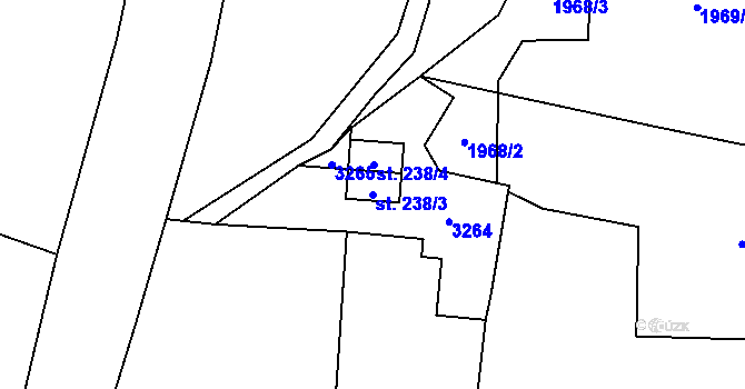 Parcela st. 238/3 v KÚ Prostřední Bečva, Katastrální mapa