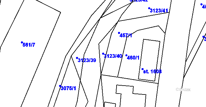 Parcela st. 3123/40 v KÚ Prostřední Bečva, Katastrální mapa