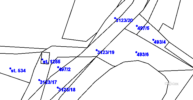 Parcela st. 3123/19 v KÚ Prostřední Bečva, Katastrální mapa