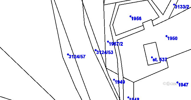 Parcela st. 3124/53 v KÚ Prostřední Bečva, Katastrální mapa