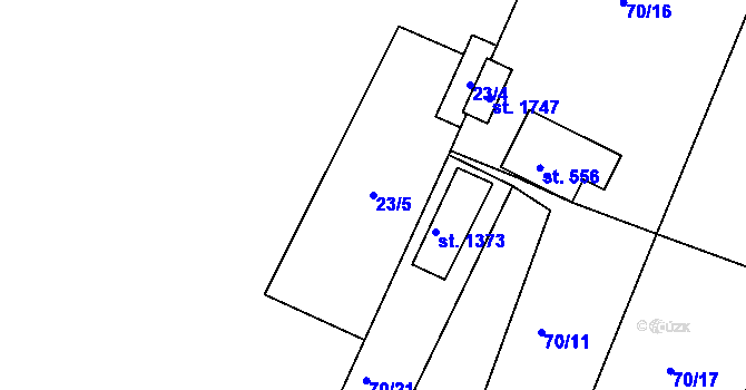 Parcela st. 23/5 v KÚ Prostřední Bečva, Katastrální mapa