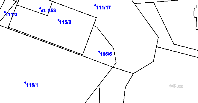Parcela st. 115/6 v KÚ Prostřední Bečva, Katastrální mapa